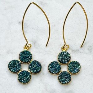 LUVLEIGH DESIGNS- Green Druzy Clover Earrings- The Ashley - Handmade in CA
